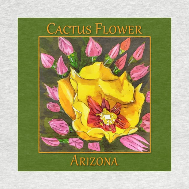 Yellow cactus flower from the state of Arizona by WelshDesigns